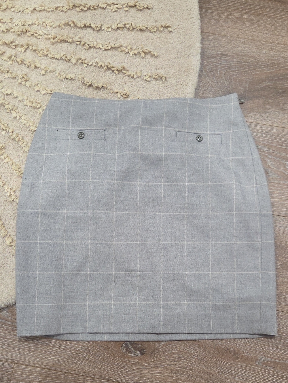 Banana Republic Gray Windowpane Pencil Skirt